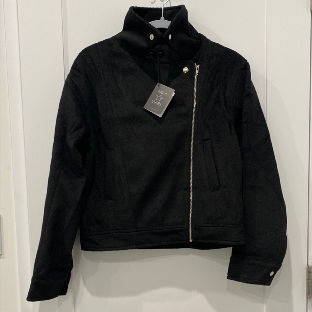 Area Stars Black Asymmetrical Zip Jacket